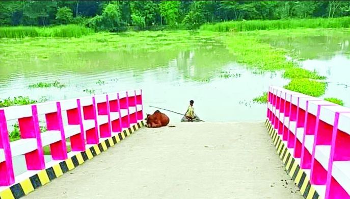 বরিশালে কোটি টাকা ব্যয়ে সেতু নির্মাণ, উঠতে হয় নৌকায় চড়ে