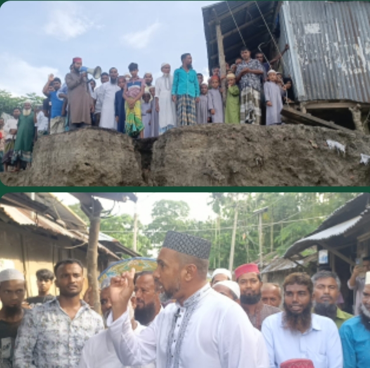 বরিশালে নদী খনন বন্ধ ও ভাঙ্গনকুল রক্ষার দাবী এলাকাবাসীর!