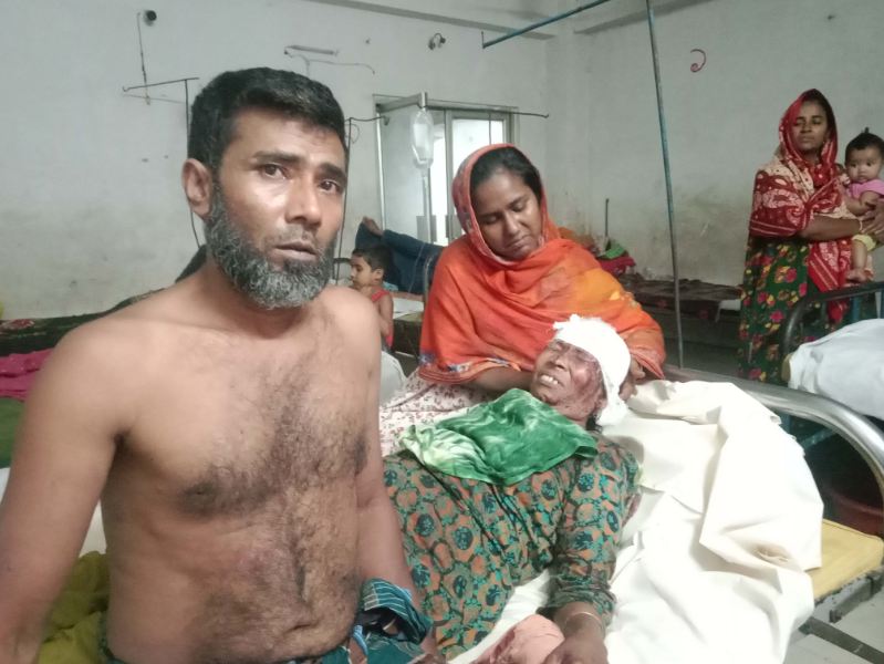 জমি বিরোধে মা-ছেলে ও গৃহবধূকে কুপিয়ে গুরুতর জখম