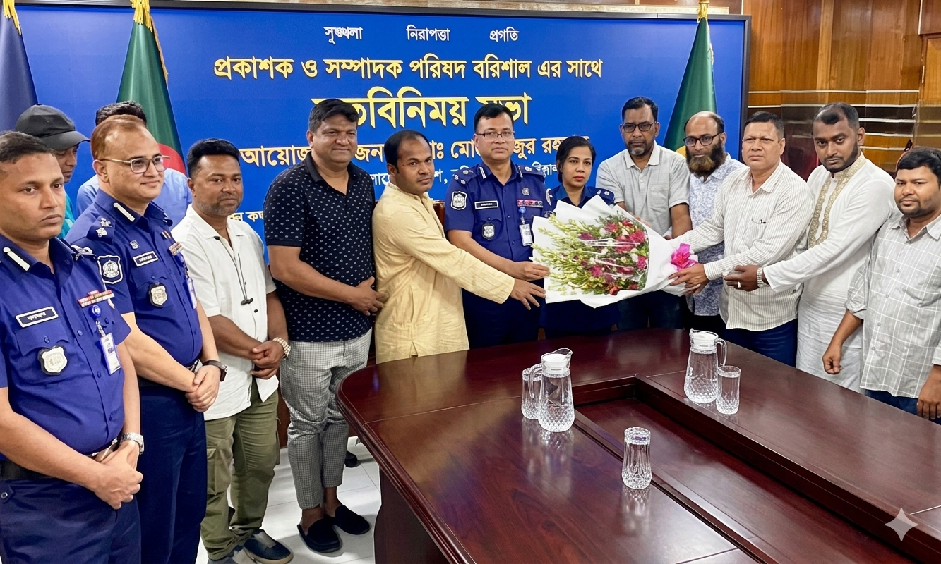 বরিশাল রেঞ্জ ডিআইজির সঙ্গে প্রকাশক ও সম্পাদক পরিষদের মতবিনিময় সভা