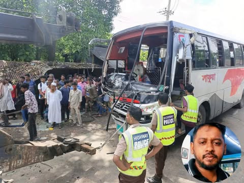 গৌরনদীতে সাকুরা বাস-তেলবাহী লরির মুখোমুখি সংঘর্ষ